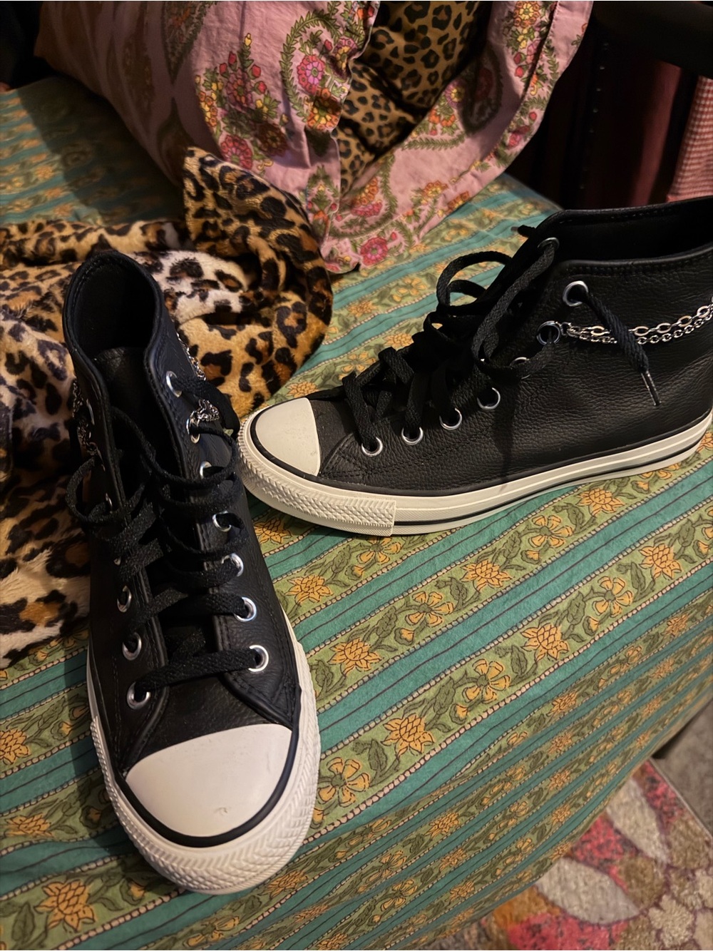 Converse Black High-Top Sneakers with Chain Detail